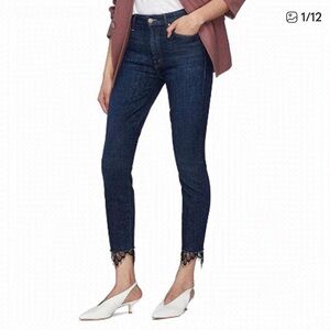 MOTHER High Waisted Looker Dagger Ankle Fray Skinny Jeans Size 25
